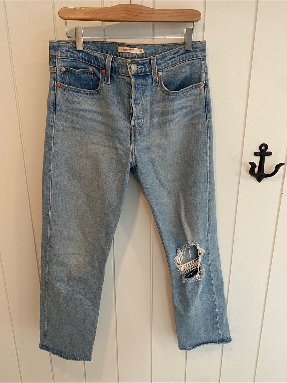 Levi's Light Blue Relaxed Fit Ripped Knee Jeans
